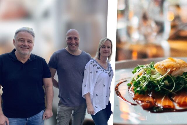 Frank Philipp, Nunzio Marcucci und Marlen Kempf (v.l.) machen beim Menükarussell mit.