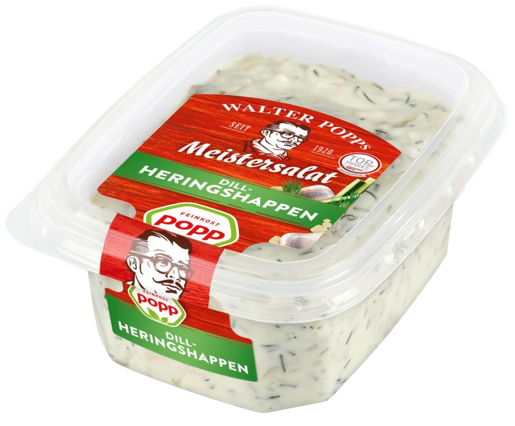 Ein Becher der Dill-Heringshappen von Popp, für die es eine Rückrufaktion gibt. Ein Becher der Dill-Heringshappen von Popp, für die es eine Rückrufaktion gibt.