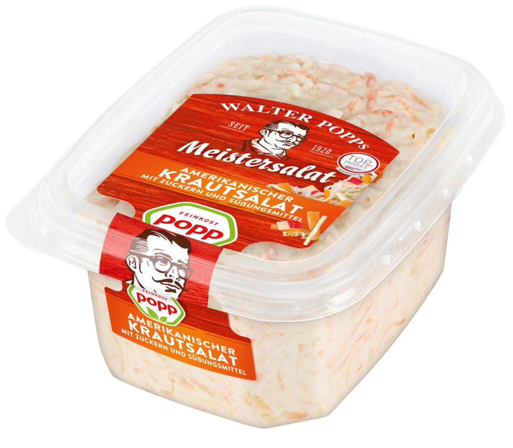 Ein Gramm-Becher des Amerikanischen Krautsalates von Popp, für den es eine Rückrufaktion gibt. Ein Gramm-Becher des Amerikanischen Krautsalates von Popp, für den es eine Rückrufaktion gibt.
