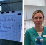 Montage aus einem Zettel an einem Zaun, auf dem steht „Verdacht Rattengift“ und einem Foto von Tierärztin Bea Löhr aus Schwerte.