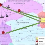Die Bildkombi zeigt eine Grafik zu den Hansestädten sowie eine Büste von dänischen-norwegischen König Christian IV.