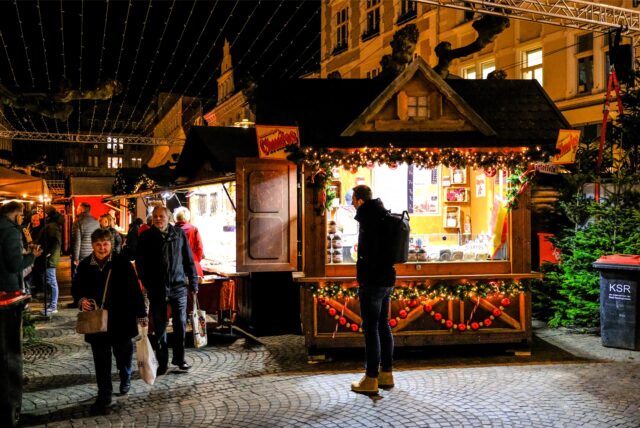Blick auf den Recklinghäuser Weihnachtsmarkt.