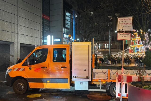 So sieht eine Zufahrtsbeschränkung für den Weihnachtsmarkt Dortmund aus.