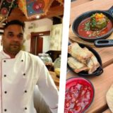 Bildkombo: links Gastronom Christian Breitsprecher, rechts gusseiserne Pfännchen mit Tapas.