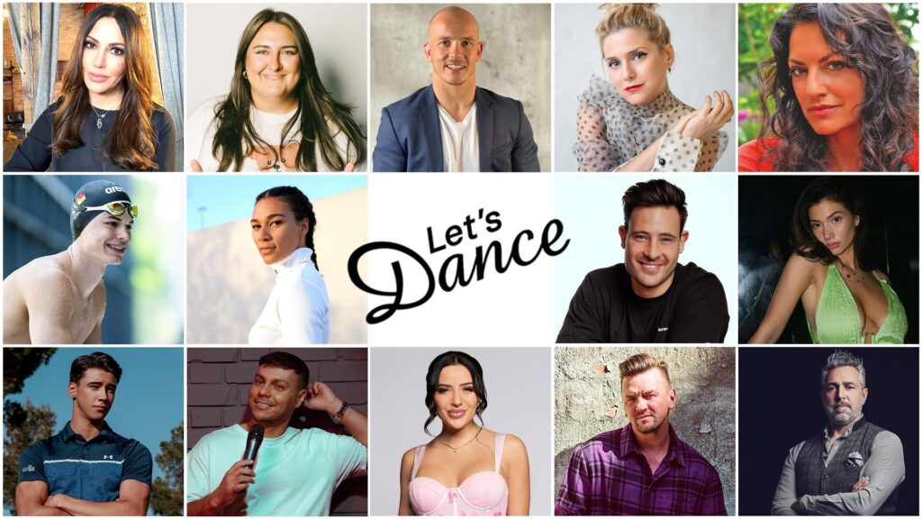 Die Kandidaten von Let's Dance 2025: Simone Thomalla, selfiesandra, Fabian Hambüchen, Jeanette Biedermann, Christine Neubauer, Taliso Engel, Marie Mouroum, Marc Eggers, Paola Maria, Diego Poth, Osan Yaran, Leyla Lahouar, Ben Zucker und Roland Trettl.