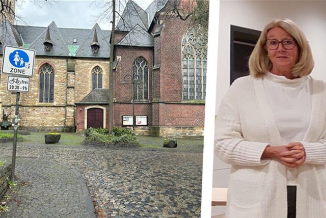 Waltroper Kirchplatz und Nicole Moenikes vom Stadtmarketing Waltrop