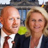 Die Dortmunder Kandidaten mit den größten Chancen auf den Einzug in den neuen Bundestag: Jens Peick und Sabine Poschmann (vorne Mitte, beide SPD), Michael Depenbrock (links, CDU), Sarah Beckhoff (rechts, CDU), Hannah Rosenbaum (links außen, Grüne) und Matthias Helferich (rechts außen, AfD)