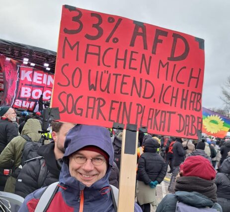Patrick Berger war am Wochenende in Riesa – um beim AfD-Parteitag zu protestieren.