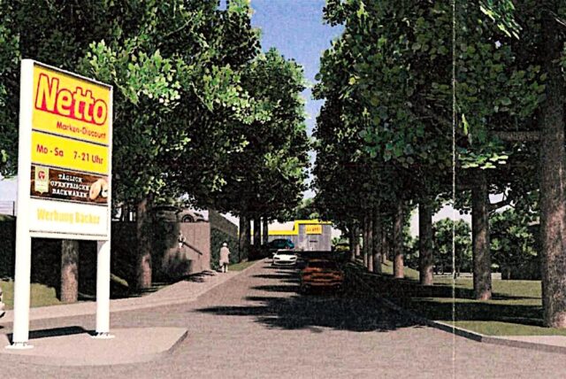 Grafische Darstellung der Zufahrt zum neuen Netto-Markt.