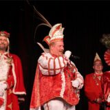 Das Dattelner Dreigestirn bei der Proklamation im November: Jungfrau Maik I. (Eckhart), Prinz Daniel I. (Trapp) und Bauer Markus I. (Rabe).