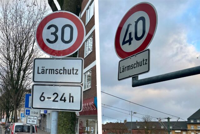 Schilder mit Tempolimit.