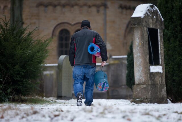 Obdachloser im Winter in Dortmund