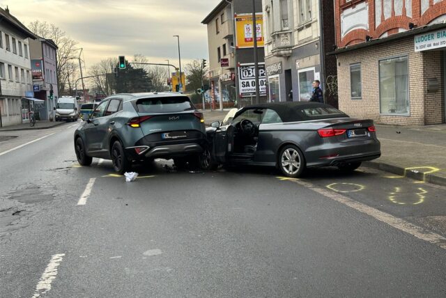 Schwerer Verkehrsunfall am 22. Januar 2025 auf der Hebewerkstraße/B235 in Castrop-Rauxel.