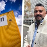 Links der Amazon-Standort in Dortmund, rechts der ehemalige Betriebsratsvorsitzende Osman Özkan.