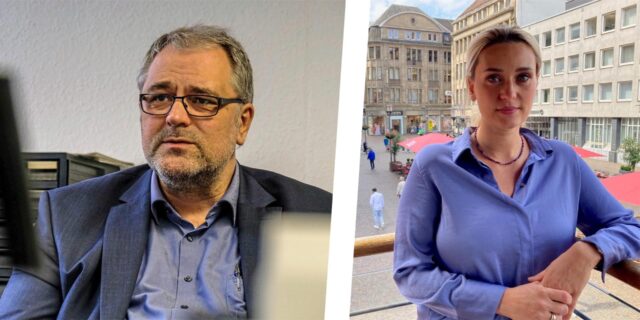 Montage: links der CDU-Ratsfraktionsvorsitzende Benno Portmann, rechts die SPD-Landtagsabgeordnete Anna Kavena.