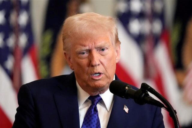 US-Präsident Donald Trump spricht im Ostzimmer des Weißen Haus