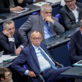Friedrich Merz, CDU-Bundesvorsitzender, nach der Abstimmung. Die Union hatte bei der Abstimmung 348 Stimmen für ihren Antrag bekommen, CDU und CSU haben aber nur 196 Sitze im Parlament (zu dpa: «Zäsur im Bundestag: Wie es im AfD-Drama weitergeht»)