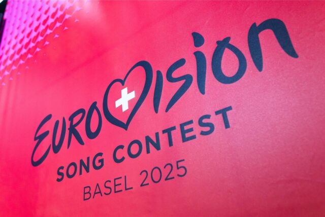 Das Logo des Eurovision Song Contest (ESC) 2025 in Basel.