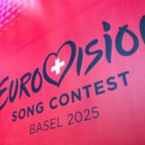 Das Logo des Eurovision Song Contest (ESC) 2025 in Basel.