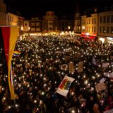 Demonstranten auf dem Marktplatz in Dorsten