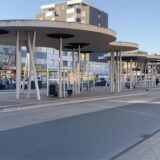 Blick auf den menschenleeren Busbahnhof in Herten.