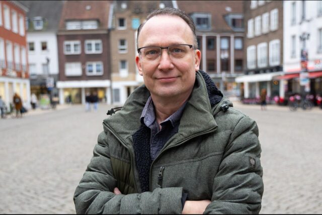 Markus Mellerke auf dem Marktplatz in Dorsten