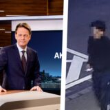 Moderator Rudi Cerne im Studio von „Aktenzeichen XY … ungelöst“ (Bild links). Das Bild rechts daneben zeigt einen Tatverdächtigen, der im Sommer 2023 an einem Raub an einem Mann in Dortmund beteiligt gewesen sein soll.