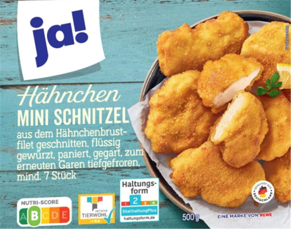 Eine Packung der Hähnchen-Mini-Schnitzel von 