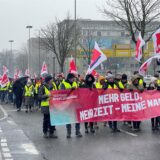 Die Demonstration von Verdi auf dem Wall in Dortmund.