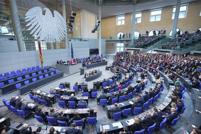 Plenum des Deutschen Bundestags bei der konstituierenden Sitzung nach der Bundestagswahl 2021.
