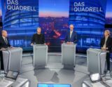 Bundeskanzler Olaf Scholz (SPD), Robert Habeck (Bündnis 90/Die Grünen), Bundesminister für Wirtschaft und Klimaschutz, Friedrich Merz, Unions-Kanzlerkandidat und CDU Bundesvorsitzender, und Alice Weidel, Fraktionsvorsitzende der AfD,