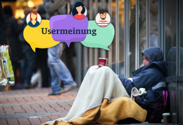 Ein bettelnder Mensch auf dem Westenhellweg in Dortmund.