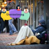 Ein bettelnder Mensch auf dem Westenhellweg in Dortmund.