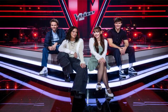 Clueso, Stefanie Kloß, Ayliva und Wincent Weiss als Coaches in der Sat.1-Sendung „The Voice Kids“.