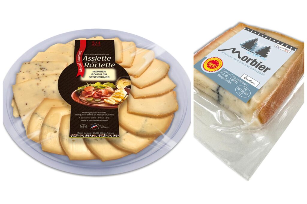 Zwei Packungen des Käses der Fromagerie Jean Perrin, für die es eine Rückrufaktion gibt.