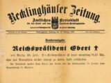 „Extrablatt“ der Recklinghäuser Zeitung zum Tod des Reichspräsidenten Friedrich Ebert.