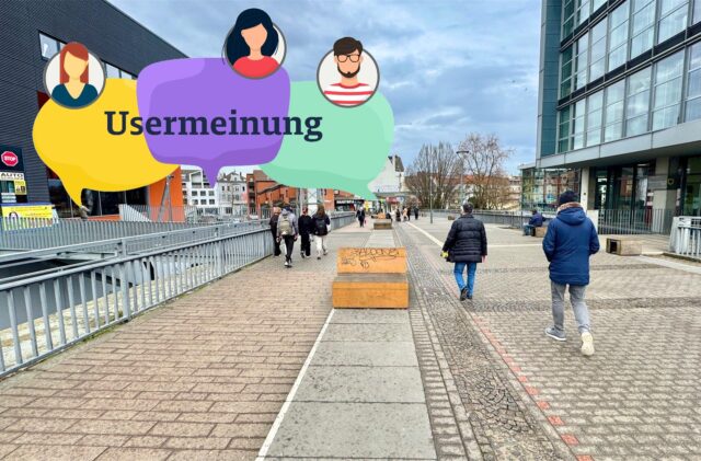 Bild der Hörder Brücke am Bahnhof Dortmund-Hörde mit Symbol „Usermeinung“.