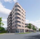 So soll das neue Gebäude am Luisenglück /Hombrucher Bogen nach den Vorstellungen des renommierten Architekturbüros Gerber aussehen.
