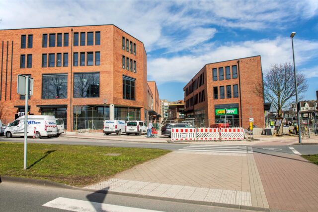 Die Baustelle der Hertener Höfe in Herten-Mitte.