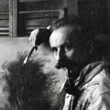 Clemens Wolter aus Haltern-Lippramsdorf in seinem Atelier in Recklinghausen – die einzige bekannte Fotografie des Künstlers zeigt einen ernsthaften Menschen.