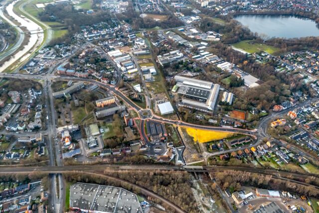 Das Gewerbegebiet Marienstraße aus der Luft