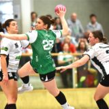 Handball 3. Liga Mitte 9. März 2025, Halle Nord. PSV Recklinghausen – TV Aldekerk 27:26. Chiara Bolze nimmt Maß.