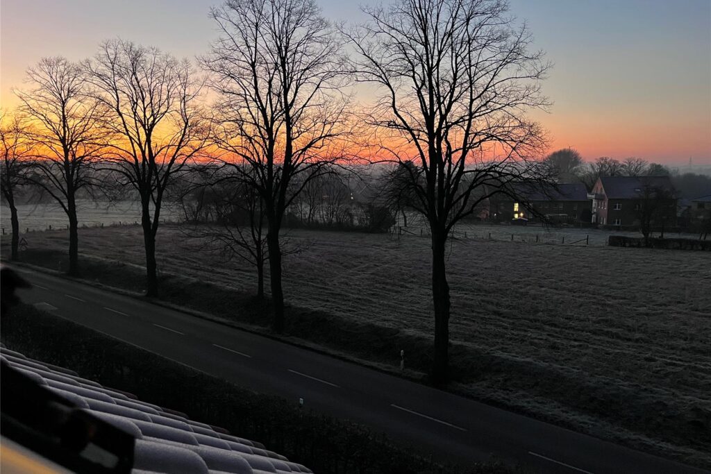 Sonnenaufgang mit Frost fotografiert im März 2025 in Haltern