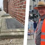 Montage: Links der Kellerschacht auf Höhe von Hausnummer 9, rechts: Rolf Bick am Hauptbahnhof Recklinghausen.