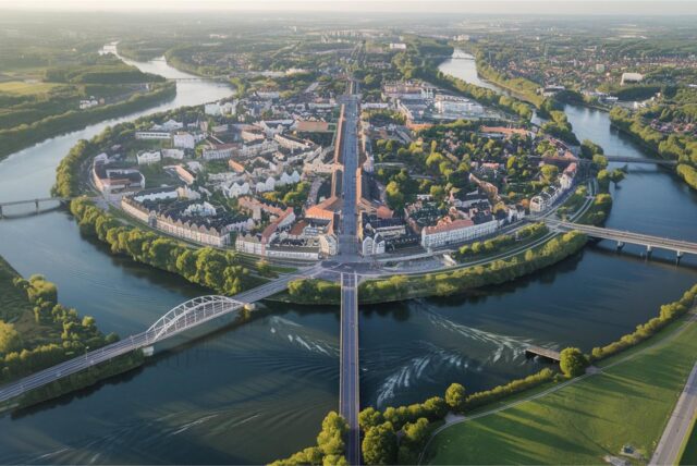 Dorsten auf der Insel: Das KI-Programm stellt Dorsten als Inselstadt dar.