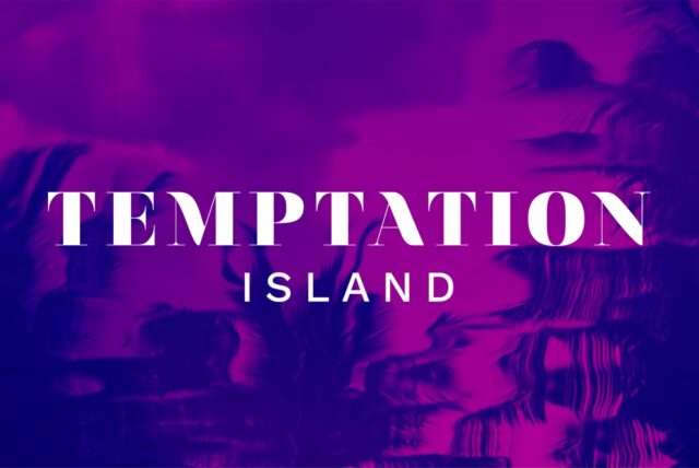 Logo der siebten Staffel der Reality-Show „Temptation Island“ auf lila Grund.