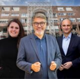 Montae der fünf OB-Kandidaten vor dem Dortmunder Rathaus
