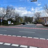 Ansicht der Mühlenstraße in Recklinghausen, an der Einfahrt zum Prosper-Hospital.