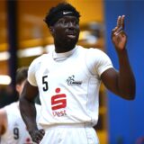 Basketball Regionalliga West 15. Februar 2025, Rosa-Parks-Halle. Hertener Löwen – Citybasket Recklinghausen 75:65. Gilbert Gyamfi