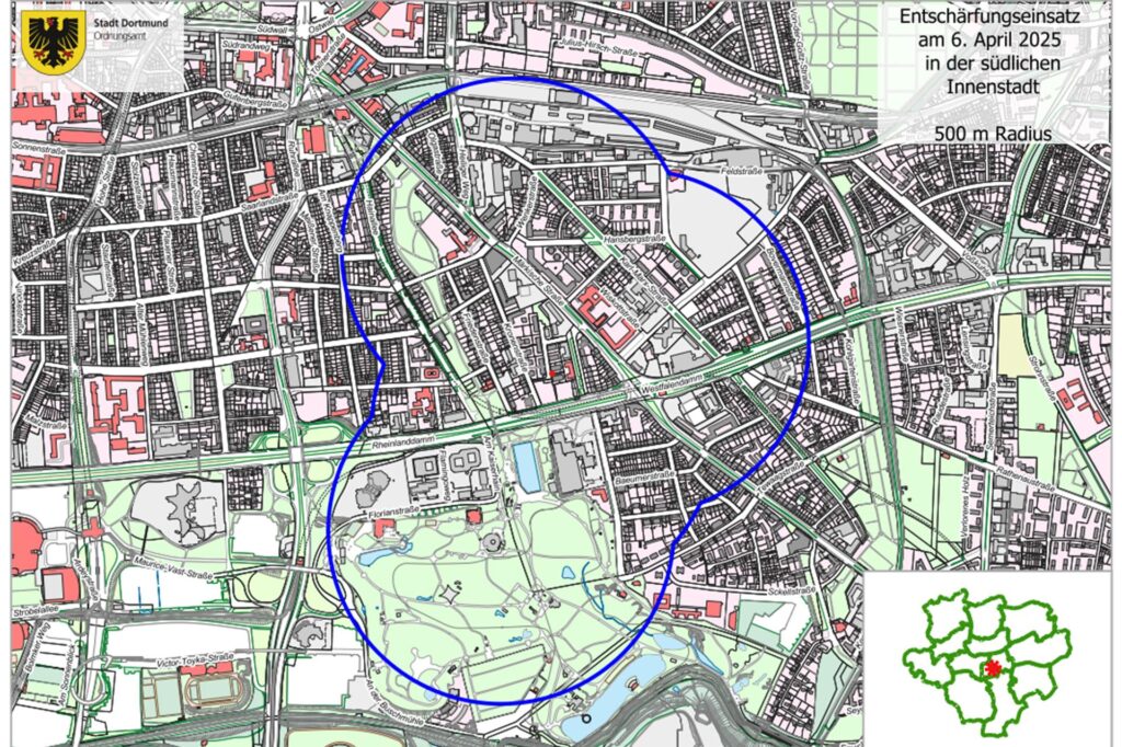 Die Stadt Dortmund hat einen Evakuierungsradius ausgearbeitet, der alle Verdachtspunkte berücksichtigt Die Stadt Dortmund hat einen Evakuierungsradius ausgearbeitet, der alle Verdachtspunkte berücksichtigt